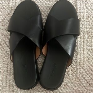 Madewell Black Leather Slide Sandals